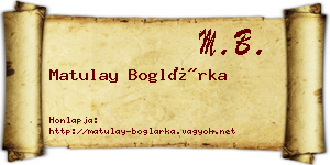 Matulay Boglárka névjegykártya